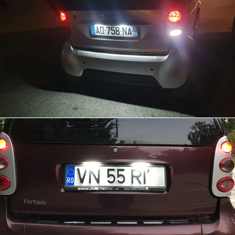 2pcs Car LED License Plate Number Light Lamp Error Free For Benz Smart Fortwo Coupe Convertible 450 451 W450