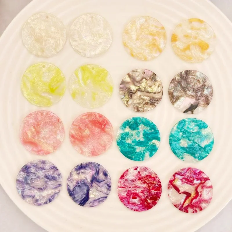 

New 50pcs/lot 20mm 25mm color print Imitating shell effect geometry rounds shape resin beads diy jewelry garment accessory
