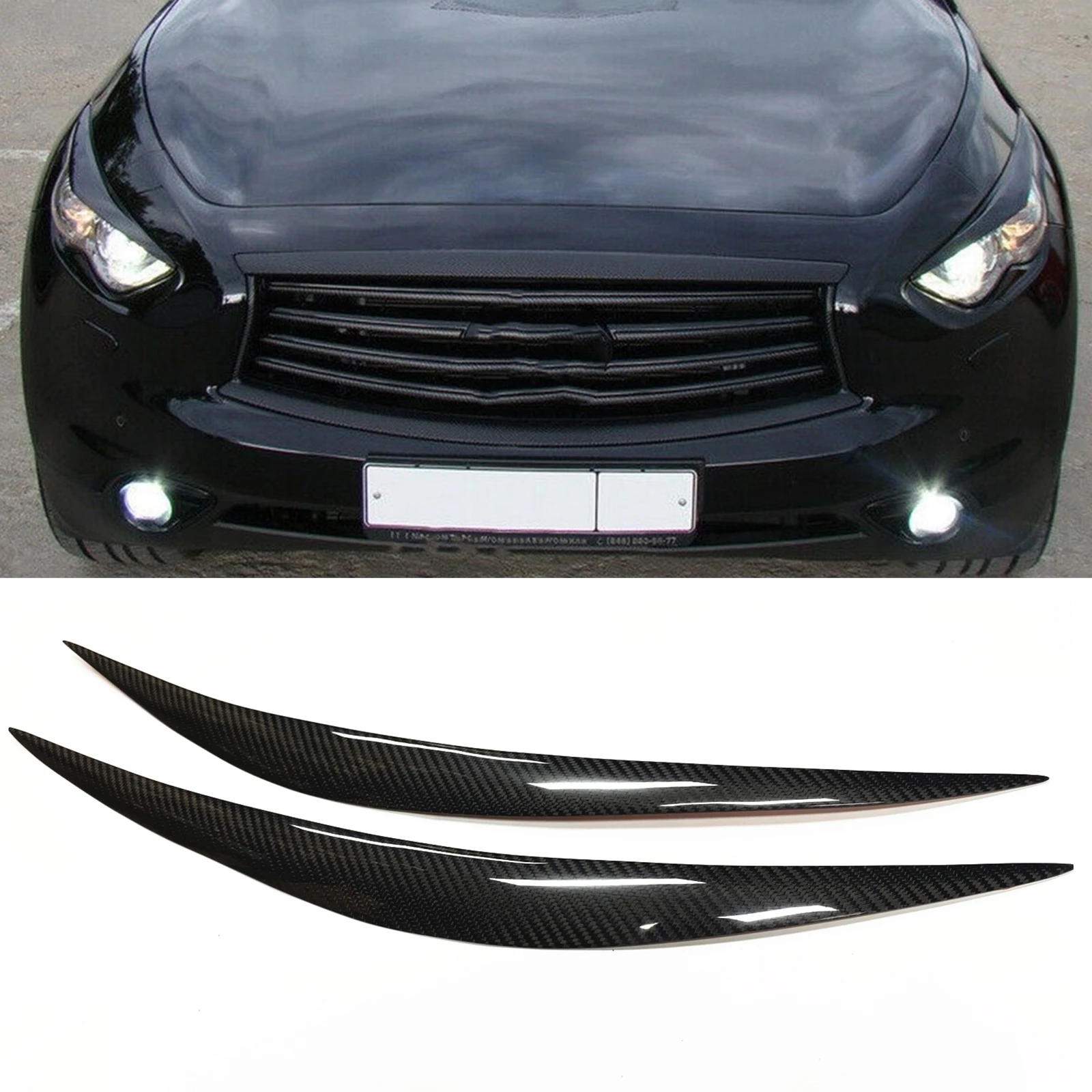 

Headlight Eyebrow Trim For Infiniti FX37 FX35 FX50 2009-2013 Carbon Fiber Car Headlamp Eyelid Front Head Light Lamp Cover Brow