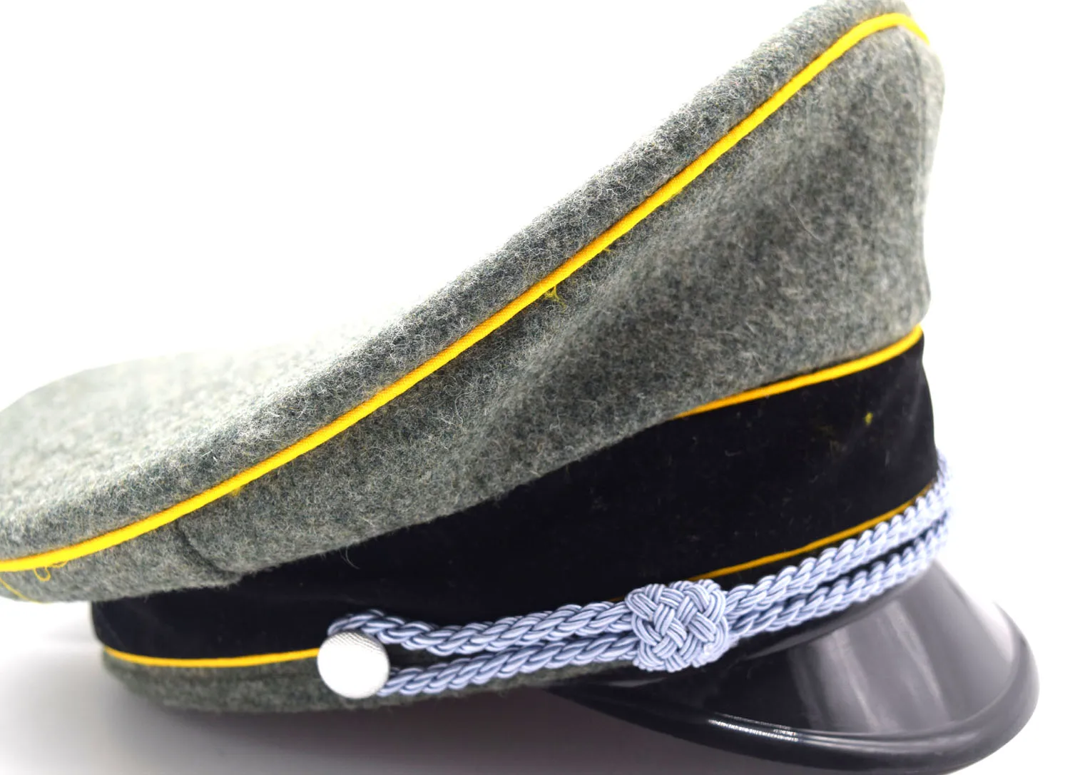 Reenactment  German Elite Officer\'s Woolen Visor Hat W Yellow Piping