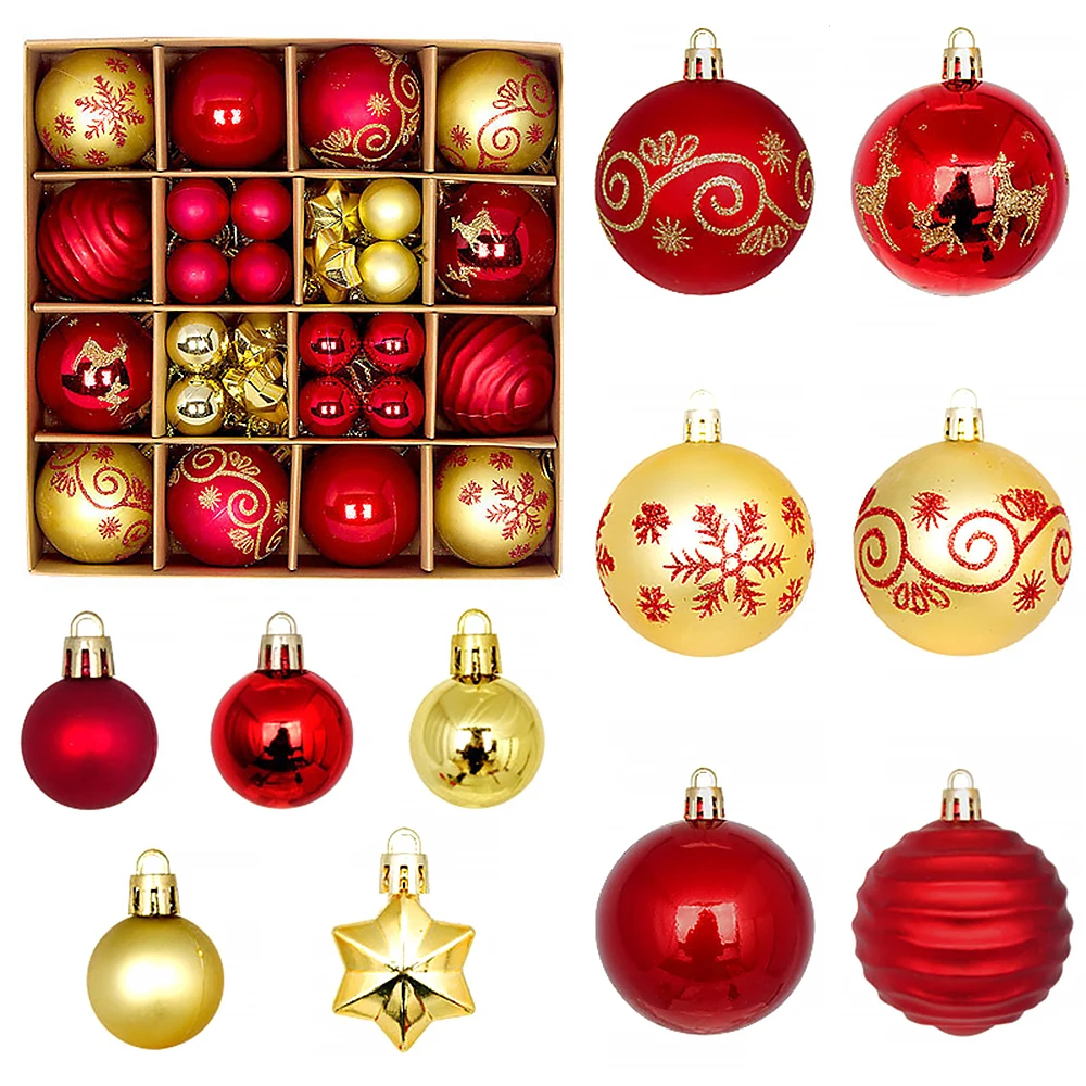 Christmas Balls Decorations Christmas Tree Ornaments 44Pcs 3/6CM Christmas Ball Hanging Pendants Home Party Decor 2025 New Year