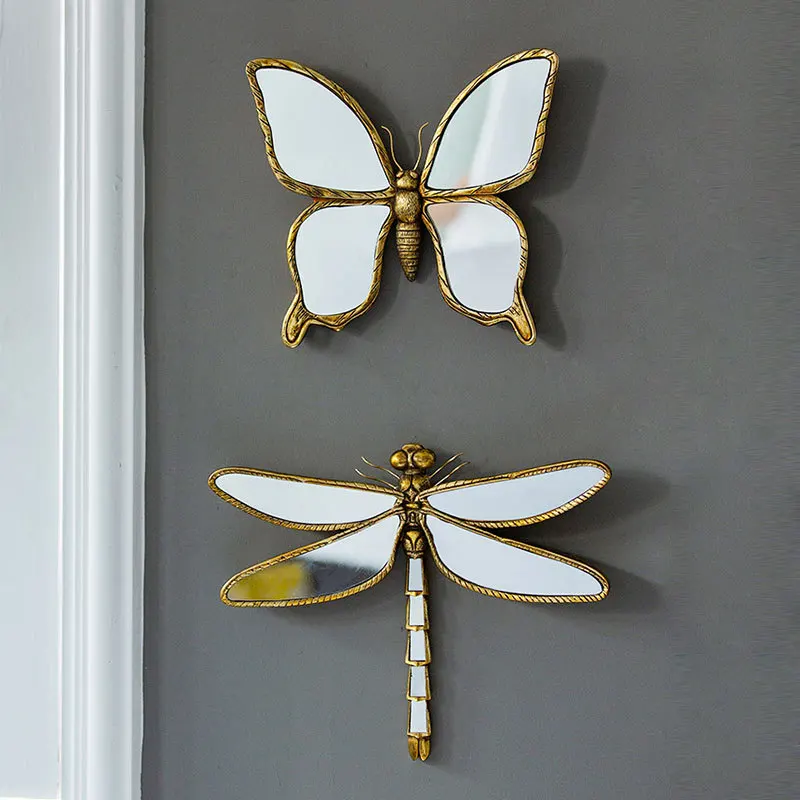 

Butterfly Wall Hanging Insect Mirror Background Wall Mirror Metal Retro Insect Wing Dragonfly Butterfly Modern Home Decoration