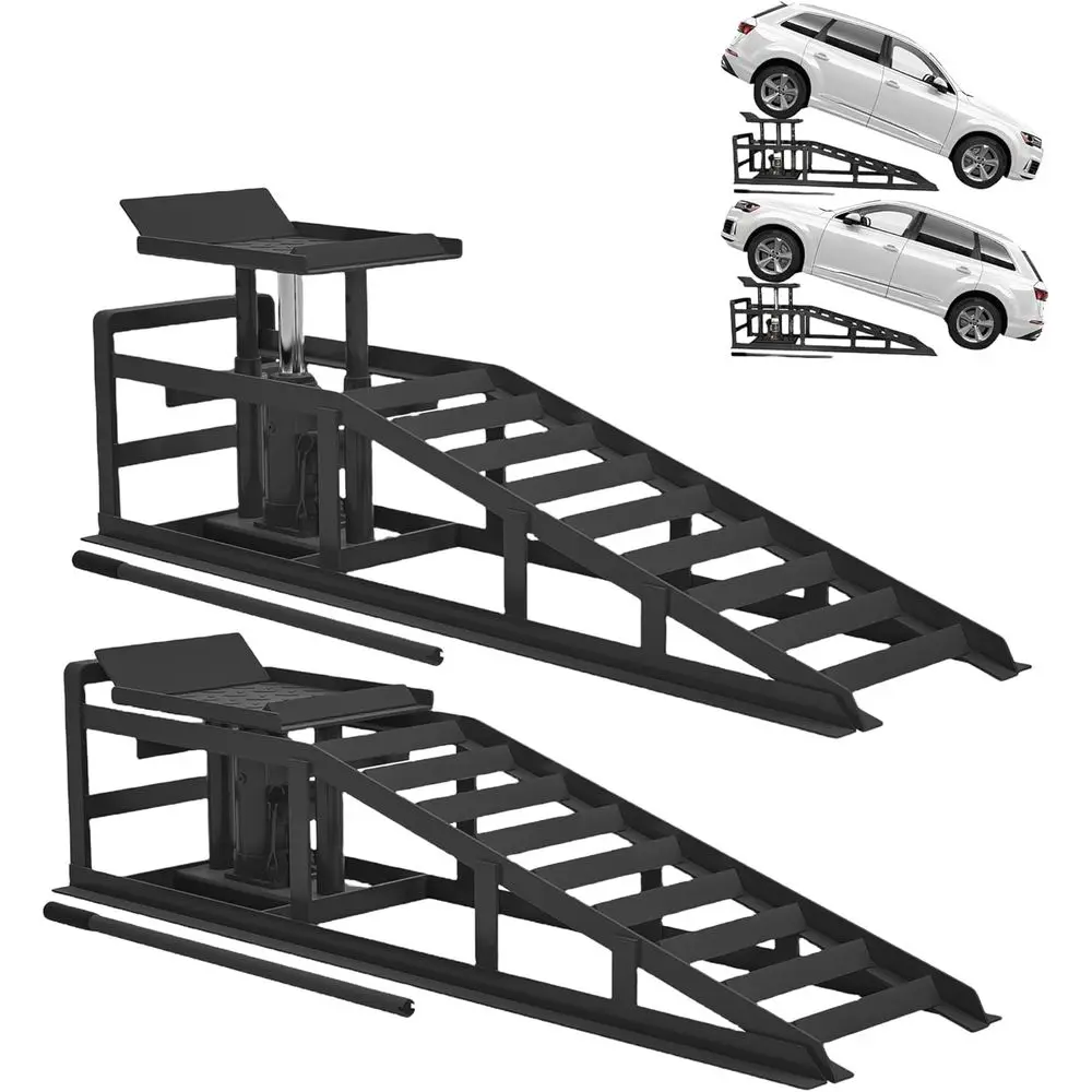 

Hydraulic Car Ramps 5T 10000lbs Low Profile Lift Service Ramps for Cars, Trucks, and Trailers, Adjustable Height 11.61-16.21 Inc