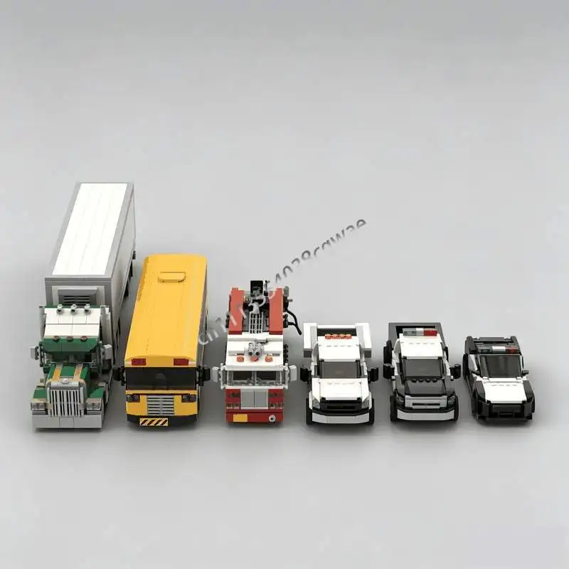 NEW 3450Parts Service Vehicle Pack Six Vehicles MOC Vehicle Model Custom Puzzle DIY Assembly Building Blocks Toy Collection Gift