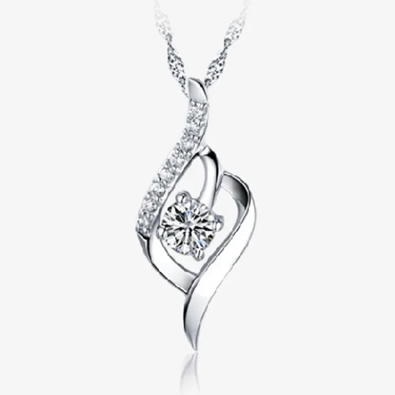 925 Sterling Silver Necklace Single Sparkling Zircon Clavicle Chain for Women Wedding 18k Gold Plated Jewelry collares