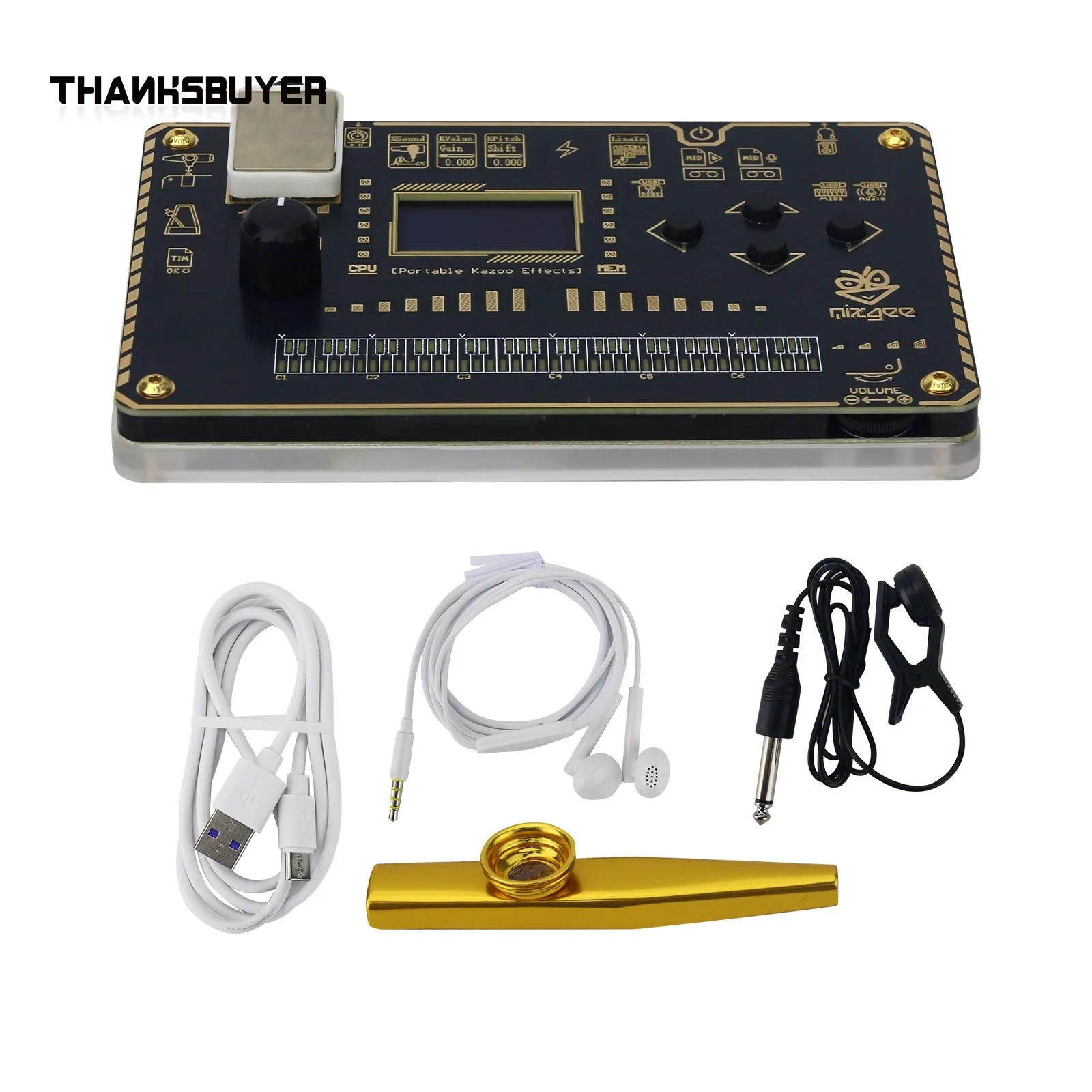Portable 24-Bit 48kHz Stereo Kazoo Effector Comprehensive Digital Modeling Synthesizer Built-in 60+ Patches