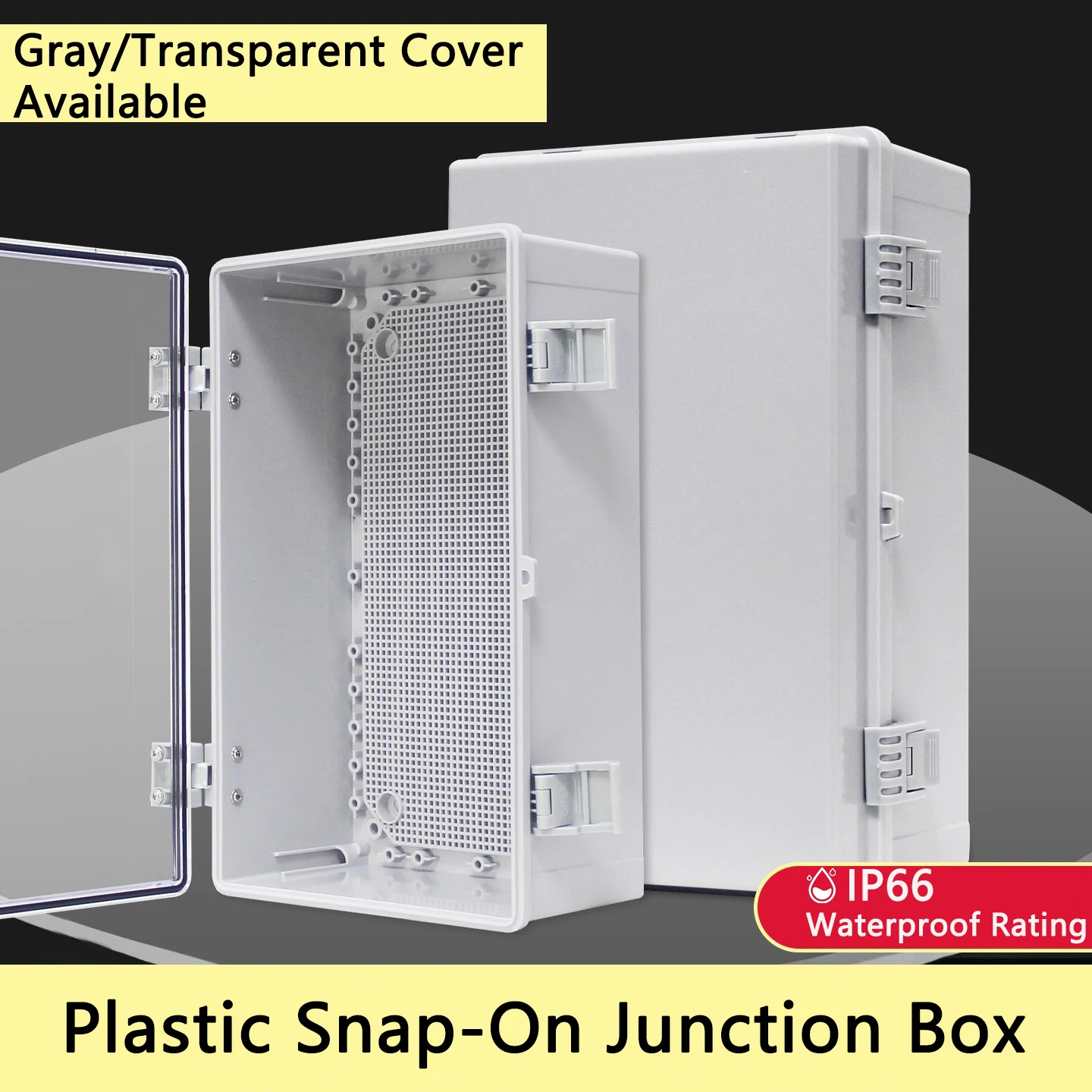 IP66 Waterproof Junction Box Gray/Transparent Cover Enclosure Power Junction Box ABS Plastic Outdoor Electronic Distribution Box