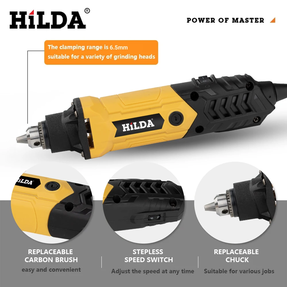 HILDA 400W Engraving Pen Wireless Electric Grinder Set Rechargeable Mini Grinder Micro Rotary Tool Jade Carving Drill