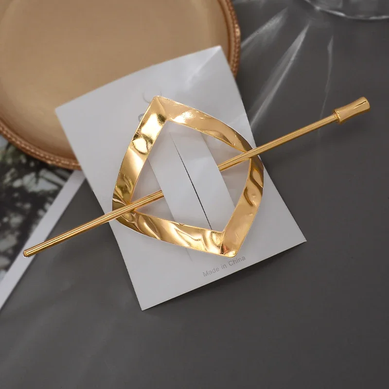 Geometric Gold Silver Color Metal Hair Stick Women Ponytail Holder Styling Tools Trendy Accessories Korean Forks Hairpin Jewelry