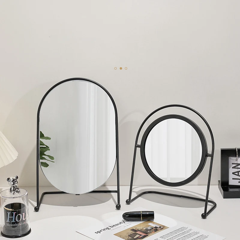 New Simple Makeup Mirror Desk Standing Oval Dressing Mirror for Bedroom Bathroom Dormitory Light Luxury Mural Home Decoration