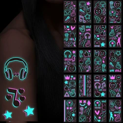 Music Note Skin Sticker Tattoo Temporary Headphone Water Transfer False Tattoo for Body Arm Neck Face Leg Waterproof Tattoo