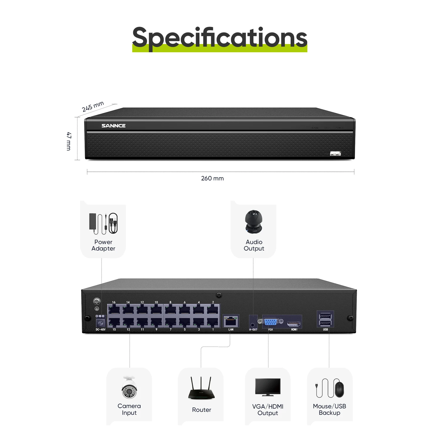 Imagem -06 - Sannce-segurança Vigilância Network Video Recorder Câmera ip Detecção de Movimento Poe Nvr 8k hd H.265 Mais 16ch 8mp