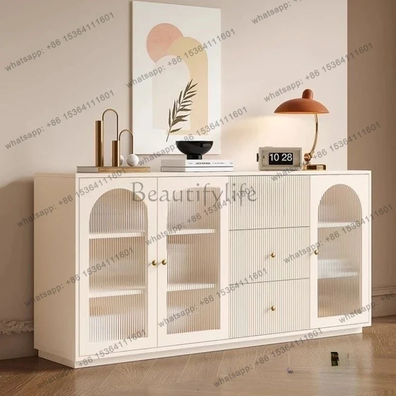 FG17cream wind meal integrated against the wall household kitchen side cabinet living room modern simple storage cabinet