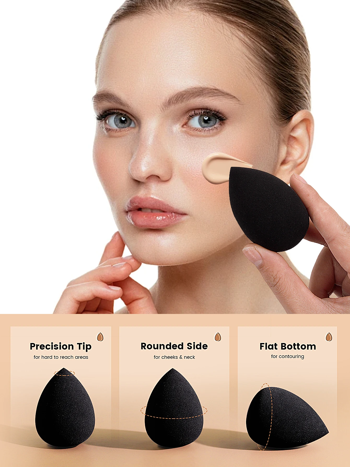 12 pezzi di set di soffio di cipria in spugna nera per trucco più venduto, soffio di cipria triangolare in spugna super morbida e non appiccicosa