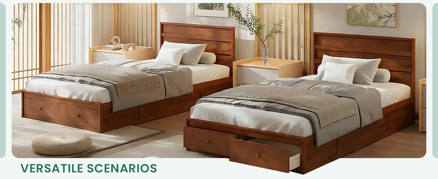 Twin bed with drawers for kids teens adults