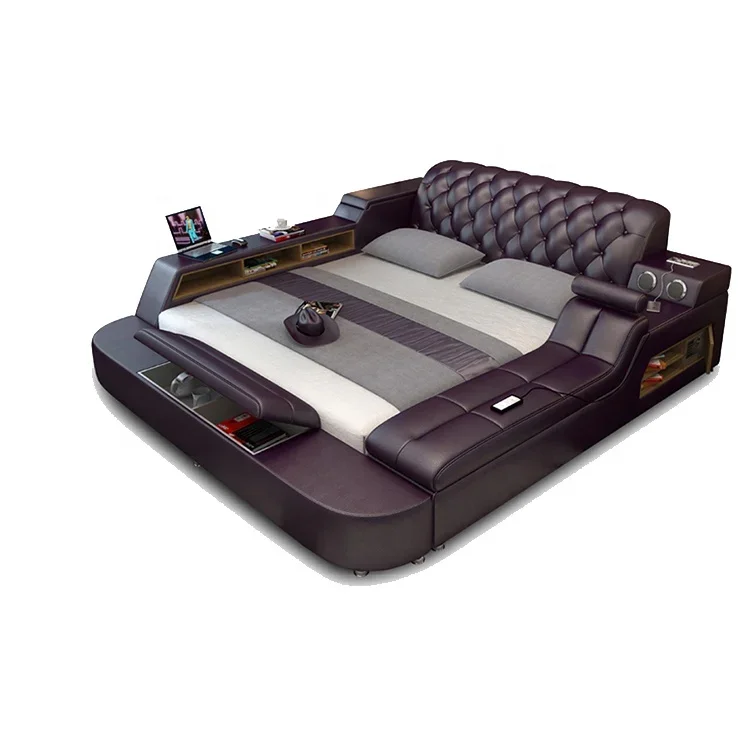 NEW Foshan Factory Supply Super Big Tatami Smart Bed on Sale multifunction storage bed with massage music design of leather bed