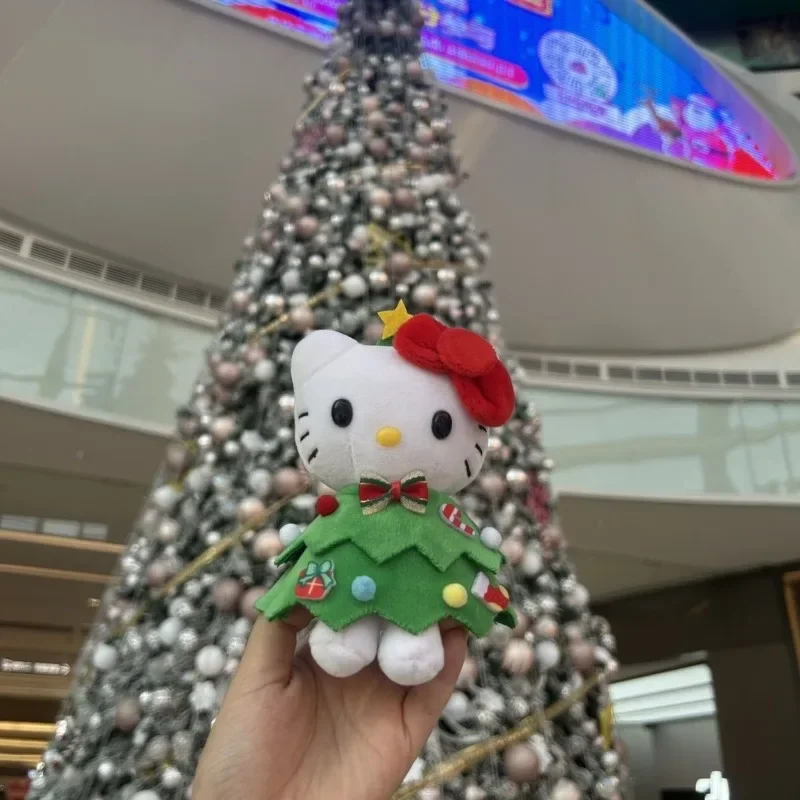 Sanrio Hello Kitty Portachiavi in peluche Cartoon Anime Gonna per albero di Natale KT Cat Doll Zaino carino Ciondolo Regali per le vacanze per ragazze e bambini