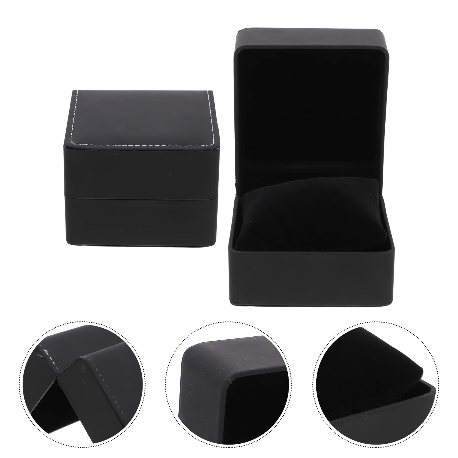 

2Pcs Watch Storage Box Portable Jewelry Case Household Multi function Convenient Storage Supply PU Velvet