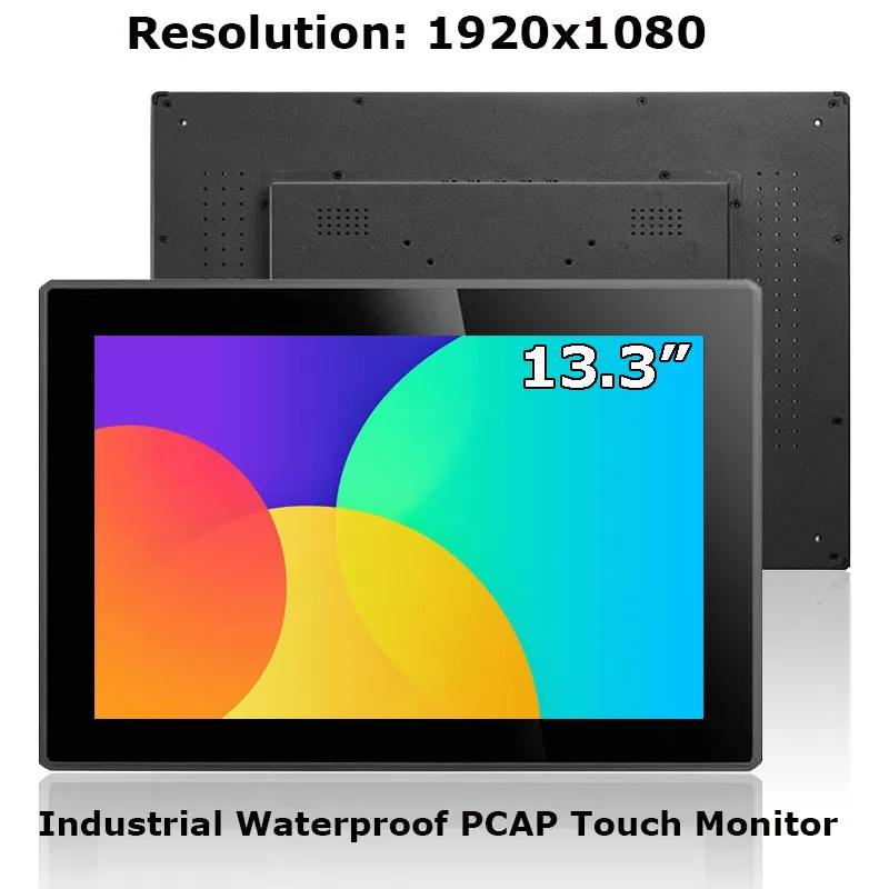 PCAP 13.3 Inch 1920x1080Flat Multi Touch Industrial Grade Touch Screen Monitor With VGA HDMI USB