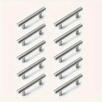 12 Uds. Tiradores modernos de acero inoxidable para gabinete, diseño de arco moderno, tiradores de cajón de muebles de Metal cepillado, tiradores de barra