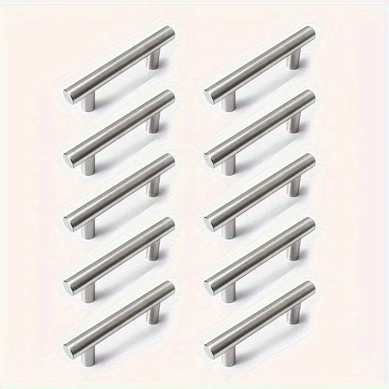 12 Pcs Modern Stainless Steel Cabinet Pulls Modern Arch Design Brushed Metal Furniture Drawer Pull Hardware Pulls Bar Handle