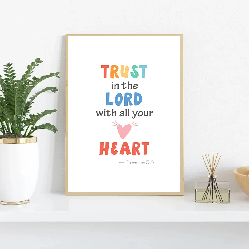 أطفال الكتاب المقدس الآية الكتاب المقدس الملصقات يطبع قماش اللوحة التعليم المسيحي جدار صورة فنية الكنيسة الأحد مدرسة ديكور المنزل