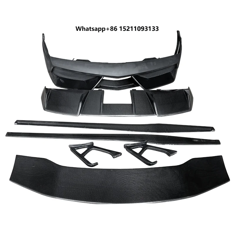 For Gallardo 2004-2007 Upgrade LP570 Style Carbon Fiber Body Kit Front Bumper Rear Bumper Side Skirts Rear Wing