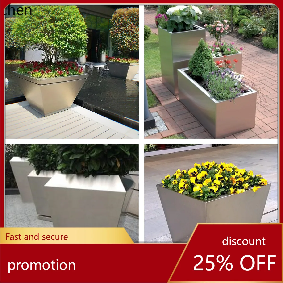 ZML Outdoor Combination Stainless Steel Flower Box Flower Bed Outdoor Municipal Flower Stand Real Estate Tree Box