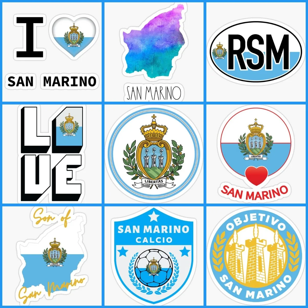 Creativity SMR San Marino Flag Map Love Sticker Bicycle Vinyl Moto Laptop Van Wall Helmet Racing Car Window Decals Customizable