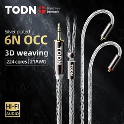 TODN  HiFi Audio Replace Wire 16 Core Silver Plated OCC Cable MMCX 2Pin 4.4mm 3.5mm aux for Carat Tangzu Fudu HOLA Zero MK4