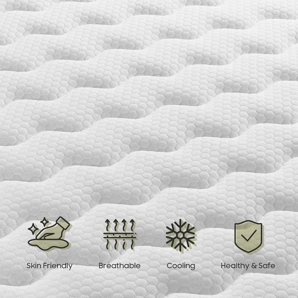 مرتبة كوين، مرتبة مقاس 10 بوصة مقاس كوين، مرتبة هجينة في صندوق، رغوة الذاكرة ودعم ثابت متوسط، Oeko-TEX & CertiPUR-US