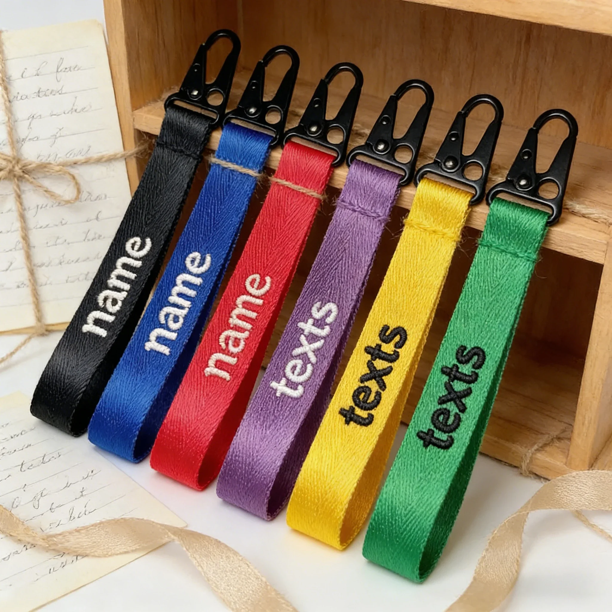 Custom Logo Webbing Keychain Waist Strap Print Name Bag Keyring Men's Women's Personalize Motorcycle Key Chain Ring Ribbon Rope