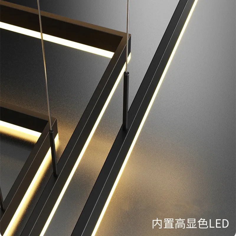 Modern Led Square Pendant Lights Dimmable Black for Bedroom Table Dining Living Room Kitchen Island Home Decor Lusters Fixture