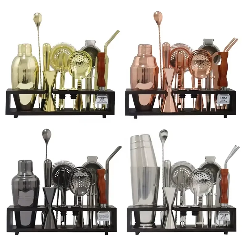 RTS Stainless Steel Wine Chilled Rod Beverage Cooler Rod Premium Bar Set with Boston Shaker for Bartending