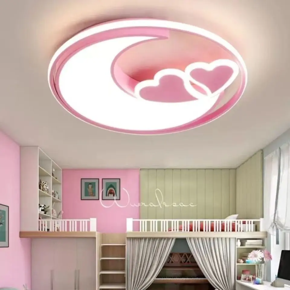 Imagem -02 - Heart Shape Ceiling Lights For Kids Princess Lamp Girls Bedroom Light Quarto do Bebê Criança