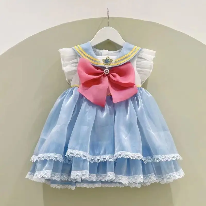 

Girls' Summer Dress Baby Stylish Children's Personality Trendy Bowknot Internet Celebrity Princess Dress
