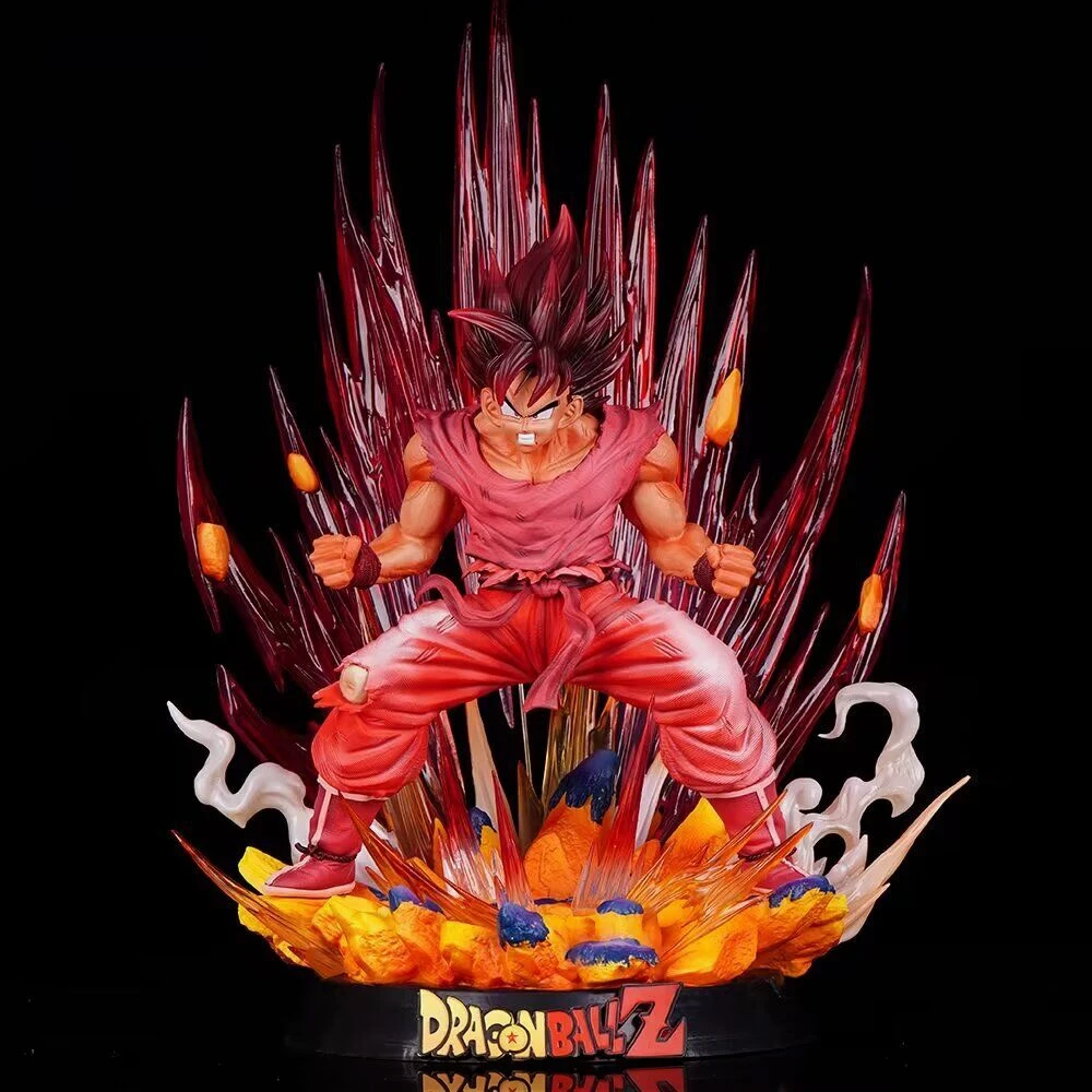 38cm Dragon Ball Goku 10 Times Kaiouken Charge Anime Figure Model Statue Boys Collection Desktop Decoration Ornament Toys Gifts