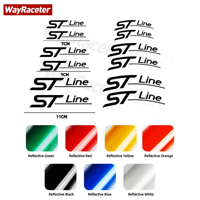 6 Stück reflektierende Hochtemperatur-wasserdichte Auto-Bremssattelaufkleber für Ford ST Line Focus Fiesta Mondeo Fusion Kuga MK8 MK7 MK4 Edge