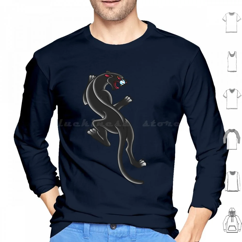 Salty-Dog American Traditional Panther Hoodie cotton Long Sleeve America American Americana American Traditional Tattoo Tattoo