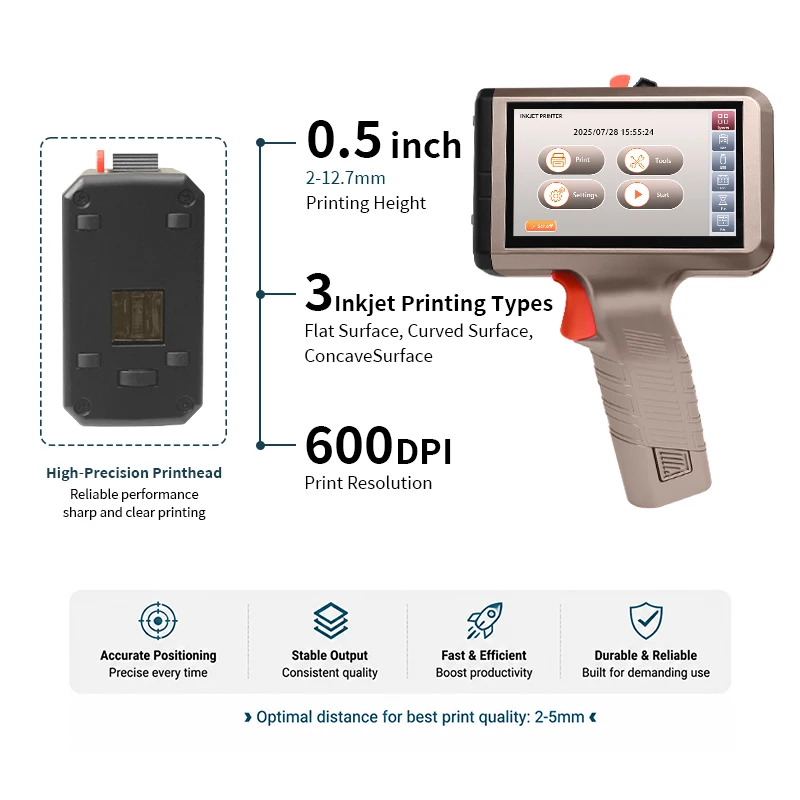 EURANNIT PRX680 Handheld TIJ Thermal Inkjet Printer 2-12.7mm Print Height QR Code Data Matrix Batch Number Logo Printer