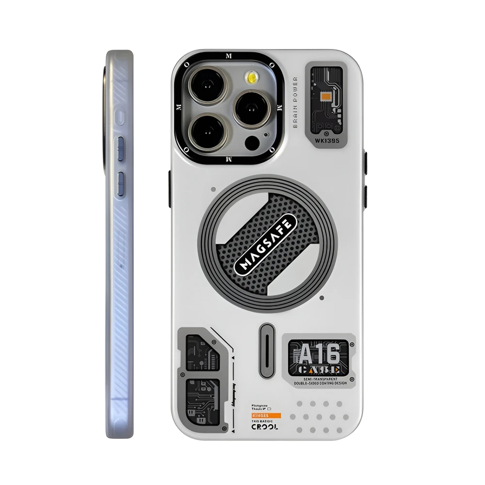 

Magnetic Circuit Board Phone Case For iPhone 12 13 14 15 16 Pro Max For Magsafe Wireless Charge Frosted Protector Covers