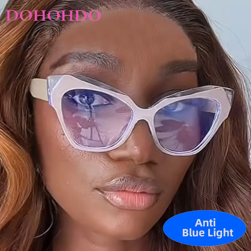 

Retro Big Frame Cat Eye Women Anti-Blue Light Glasses Luxury Brand Men Computer For Office Work Reading Eyewear Lentes Unisex