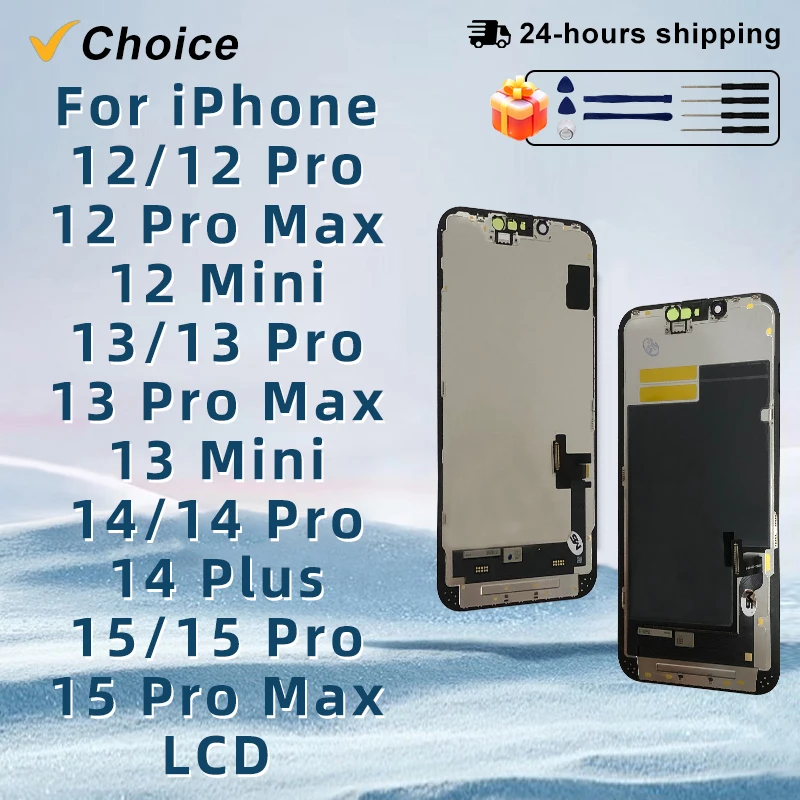 NEW OLED For iPhone 12 Pro Max 13 14 Plus 15 PRO 15 PRO MAX Display Digitzer OLED For 12 13 Pro MAX 12 Mini Display 13 Mini LCD