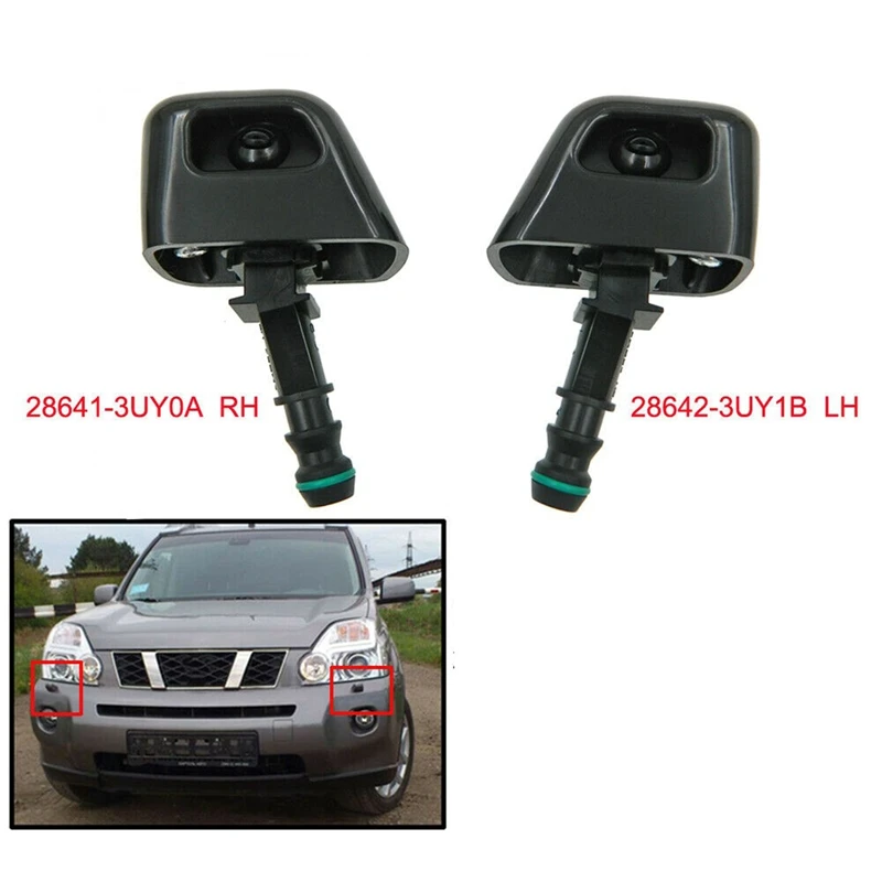 For Nissan X-Trail Xtrail T31 2008 - 2014 Headlight Washer Spray Nozzle Jet Sprayer 28641-3UY0A 28642-3UY1B