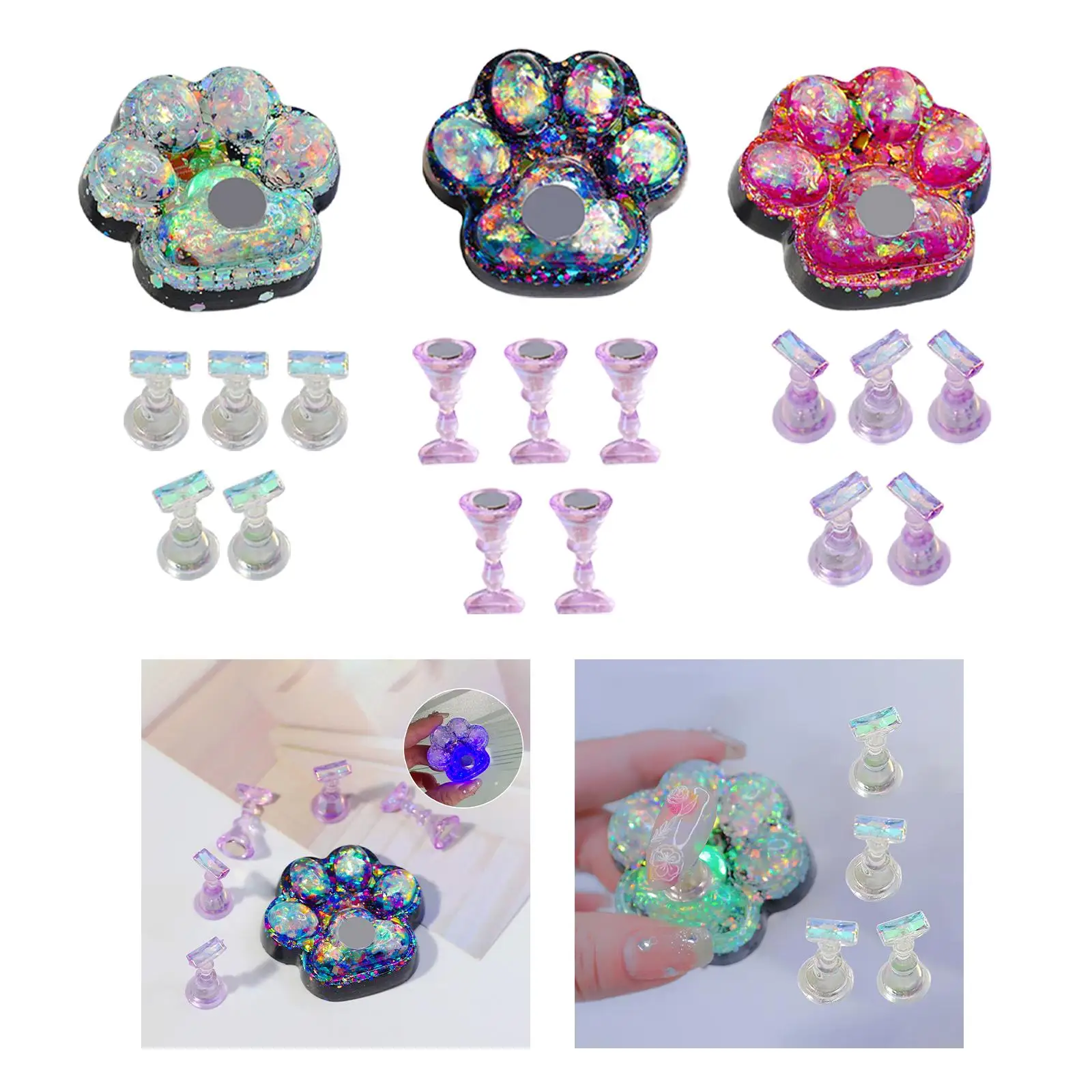 Nail Holder Cat'S Claw Nail Art Practice Display Base Nails Showing Shelf for Training False Nail Tip Fingernail DIY Home Salon