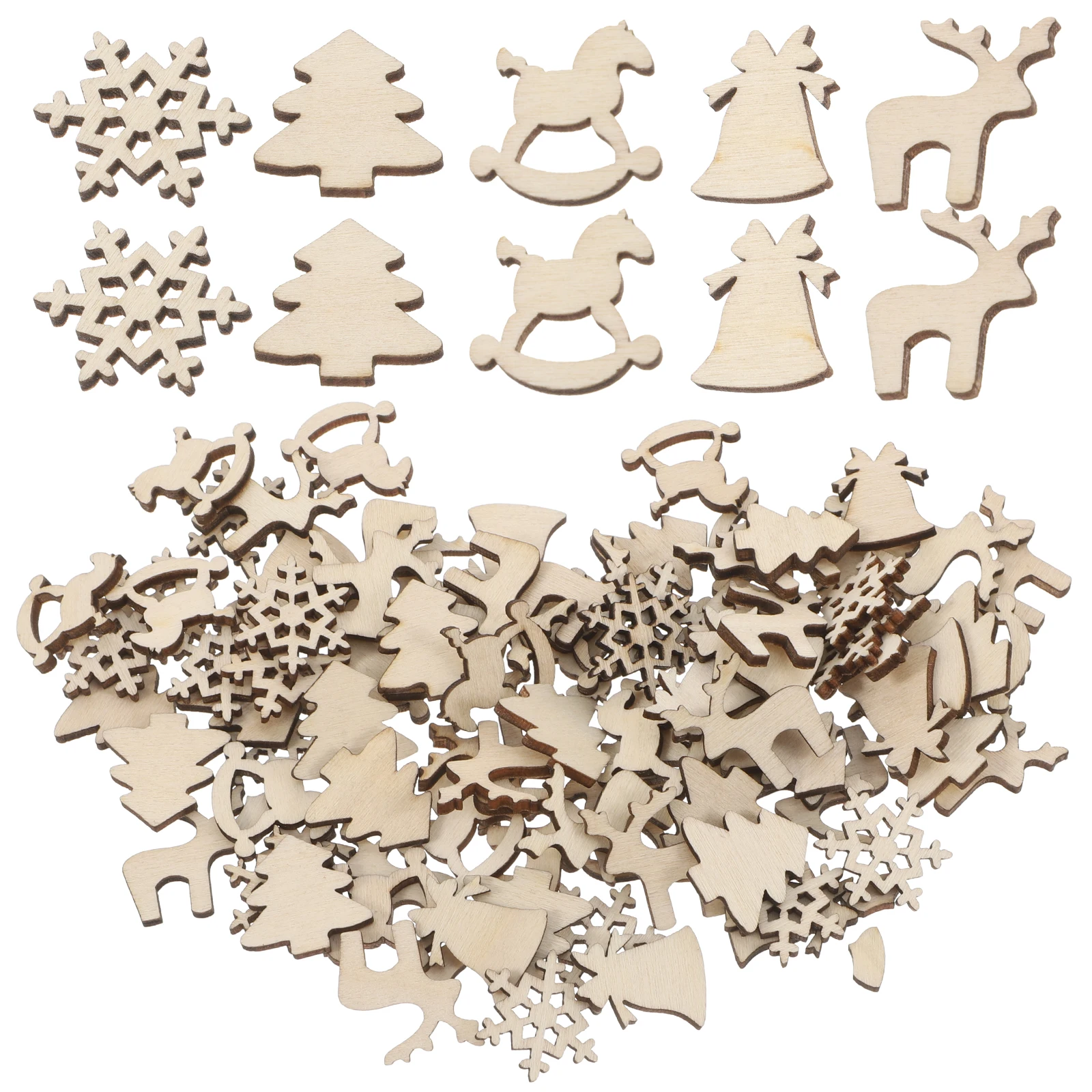 

100 pcs Wooden Laser Ornaments Premium Diy Christmas Decorations For Tree Multipurpose Novel Adorable Wood Chips Khaki 1