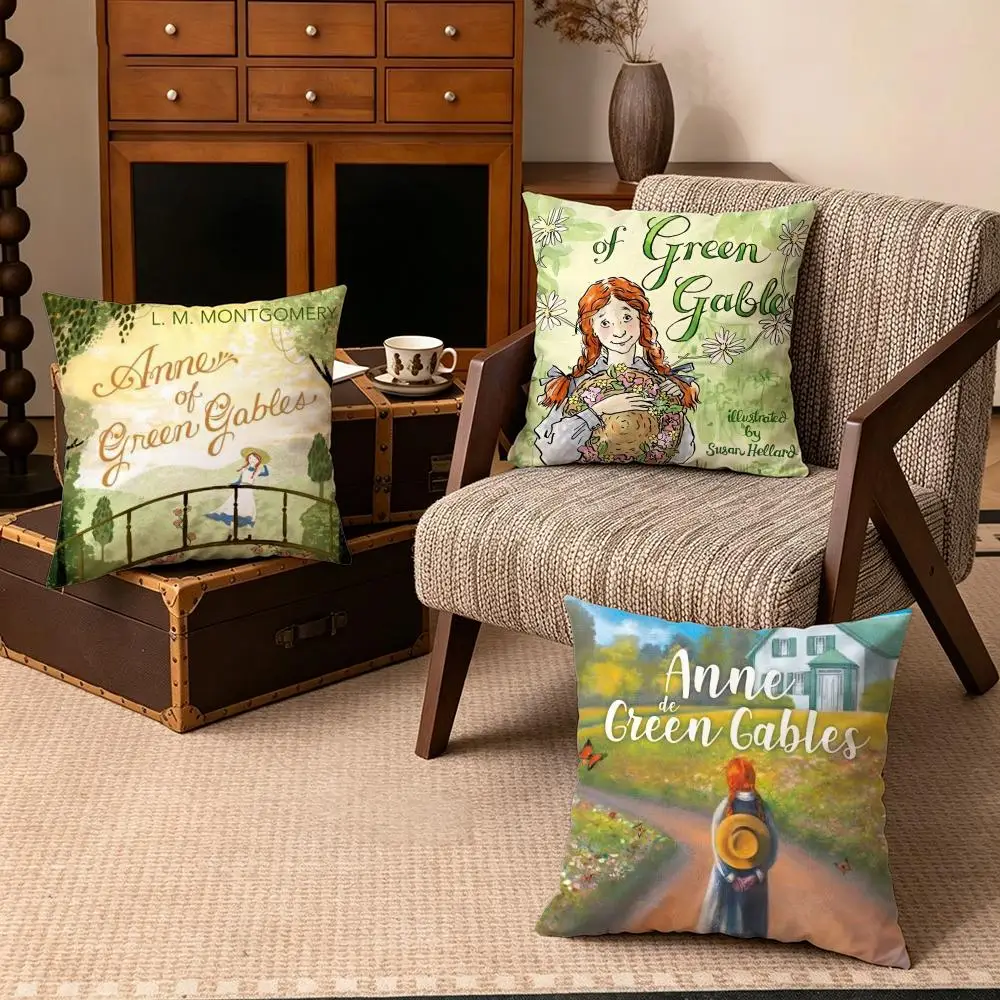 IP-Anne of Green GablesS Cushion Cover Soft Velvet Cushion Cover Set 4Pcs 50x50 45x45 Zipper Pillowcase for Home Decor