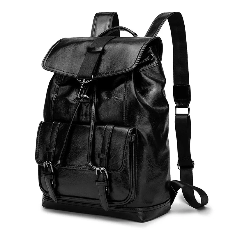 Imagem -03 - Mochila de Couro pu Masculina Mochila Escolar Mochila de Viagem Grande Capacidade Casual Alta Qualidade Combina com Tudo Estudante Masculino Moda Tendência