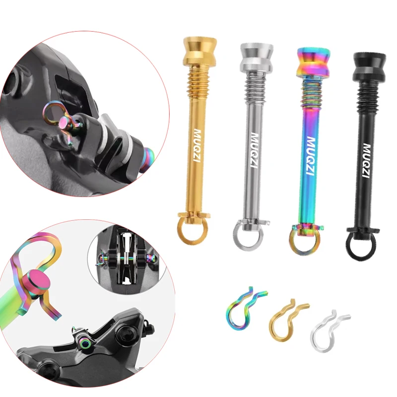 2PCS Road MTB Disc Brake Pad Bolts with Fixing Clip Titanium Bolts Bicycle Disc Brakes Caliper Lightweight Mounting Screw