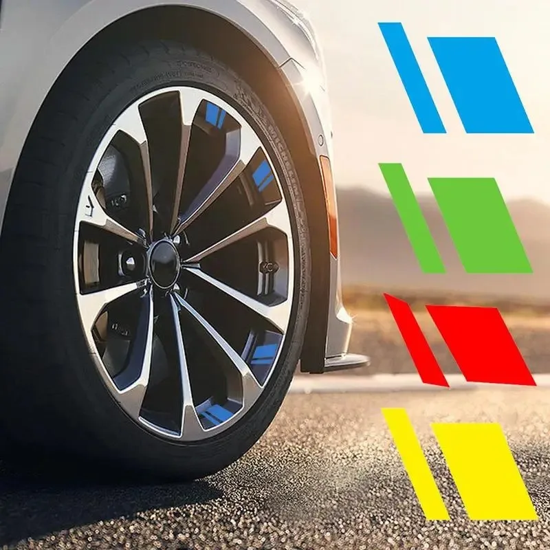 

6Pcs/Set Multicolor Car Hub Stickers Set, Waterproof Vinyl Wheel Rim Decor Decals